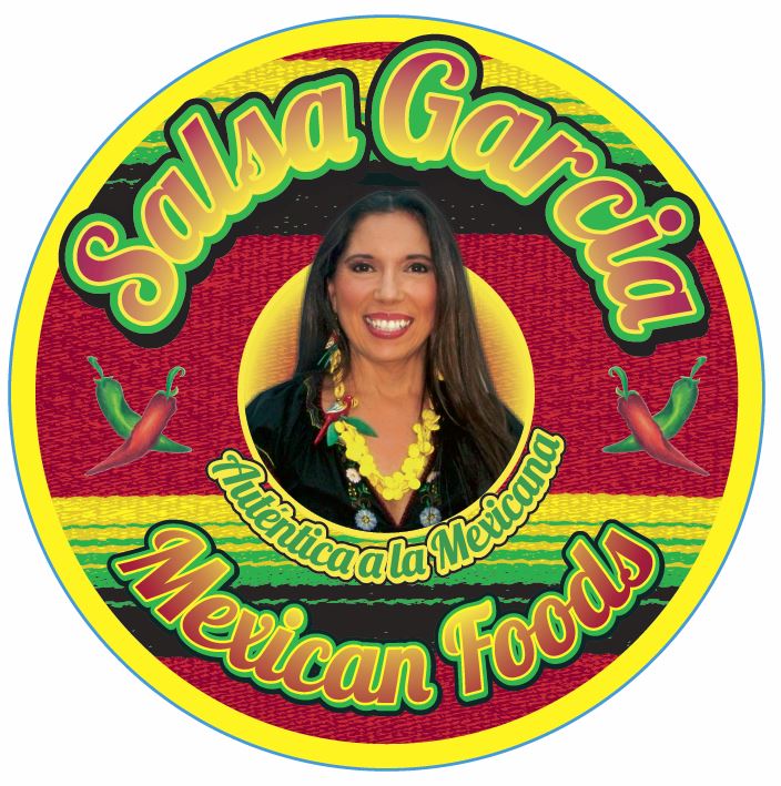 Salsa Garcia logo featuring bold typography and vibrant design elements representing Mexican flavors.