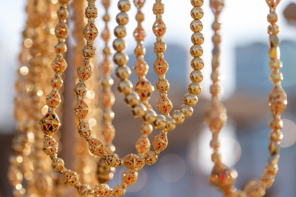 Golden jewelry at traditional Emirati market
