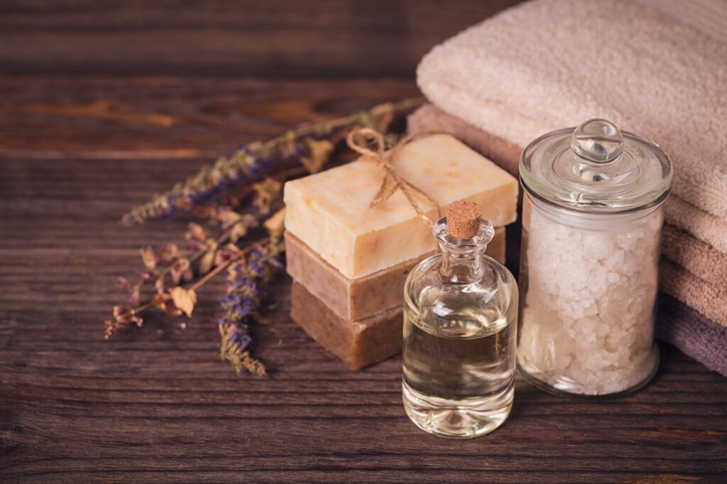 Spa products for facial and body care.