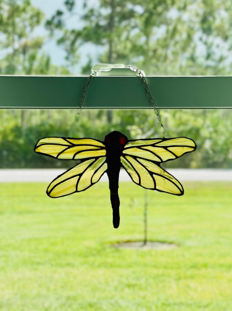 Stained glass dragonfly.