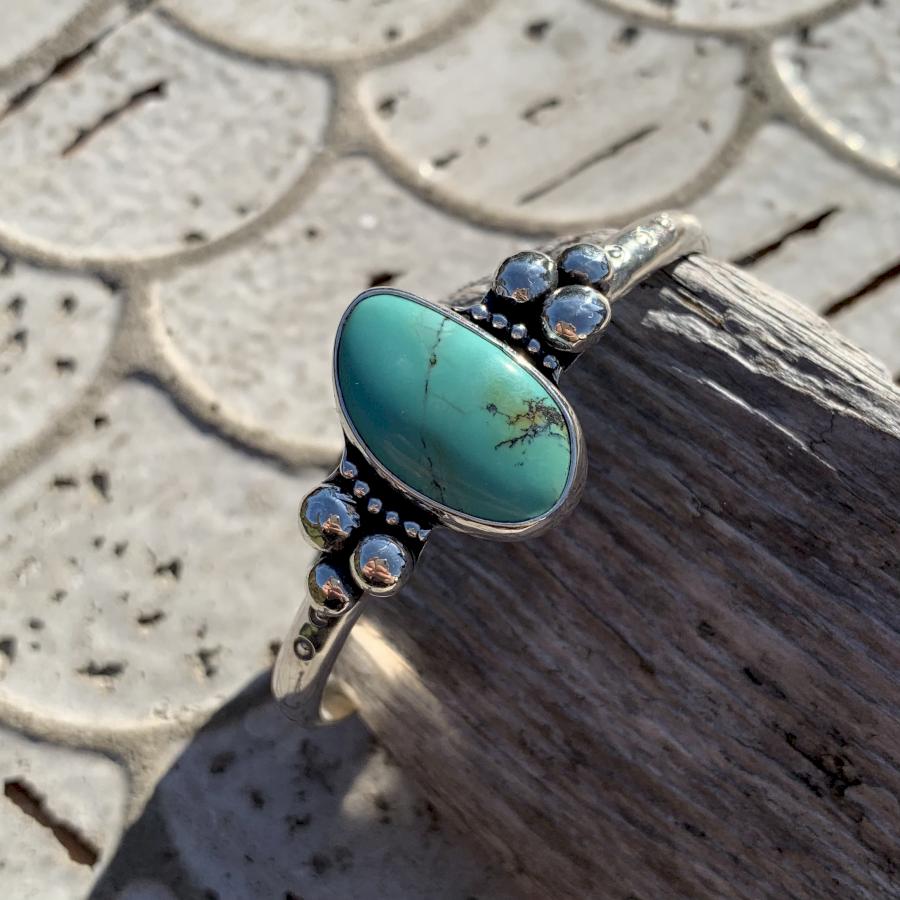 Turquoise & Orbs Sterling Silver Cuff
